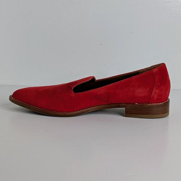 AQUATALIA Golda Loafers Women's 8.5 Red Suede Flats Pointy Toe Slip On - Picture 7 of 13